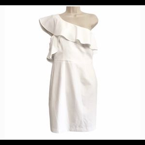 Black Halo White One Shoulder Kimora Dress (never worn with tag)
